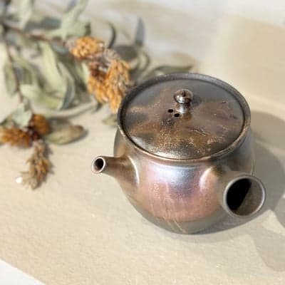 炭化窯変 火襷 柿型小茶注