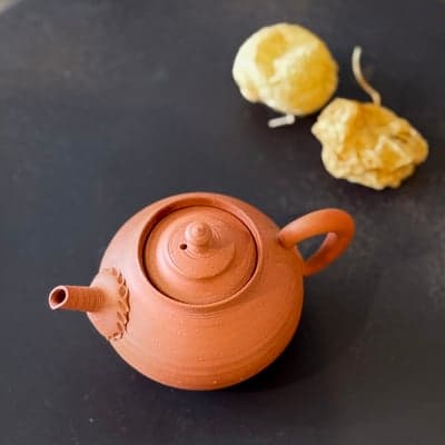 朱泥 後手急須 木箱入