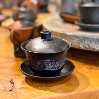 黒窯変 蓋碗 叩き