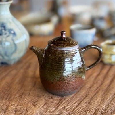 灰釉 印籠蓋 後手茶注