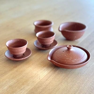 本朱泥 南蛮 絞り出し 揃い 木箱付
